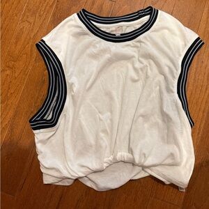 FP Movement by Free People White Muscle Tee with Black Trim